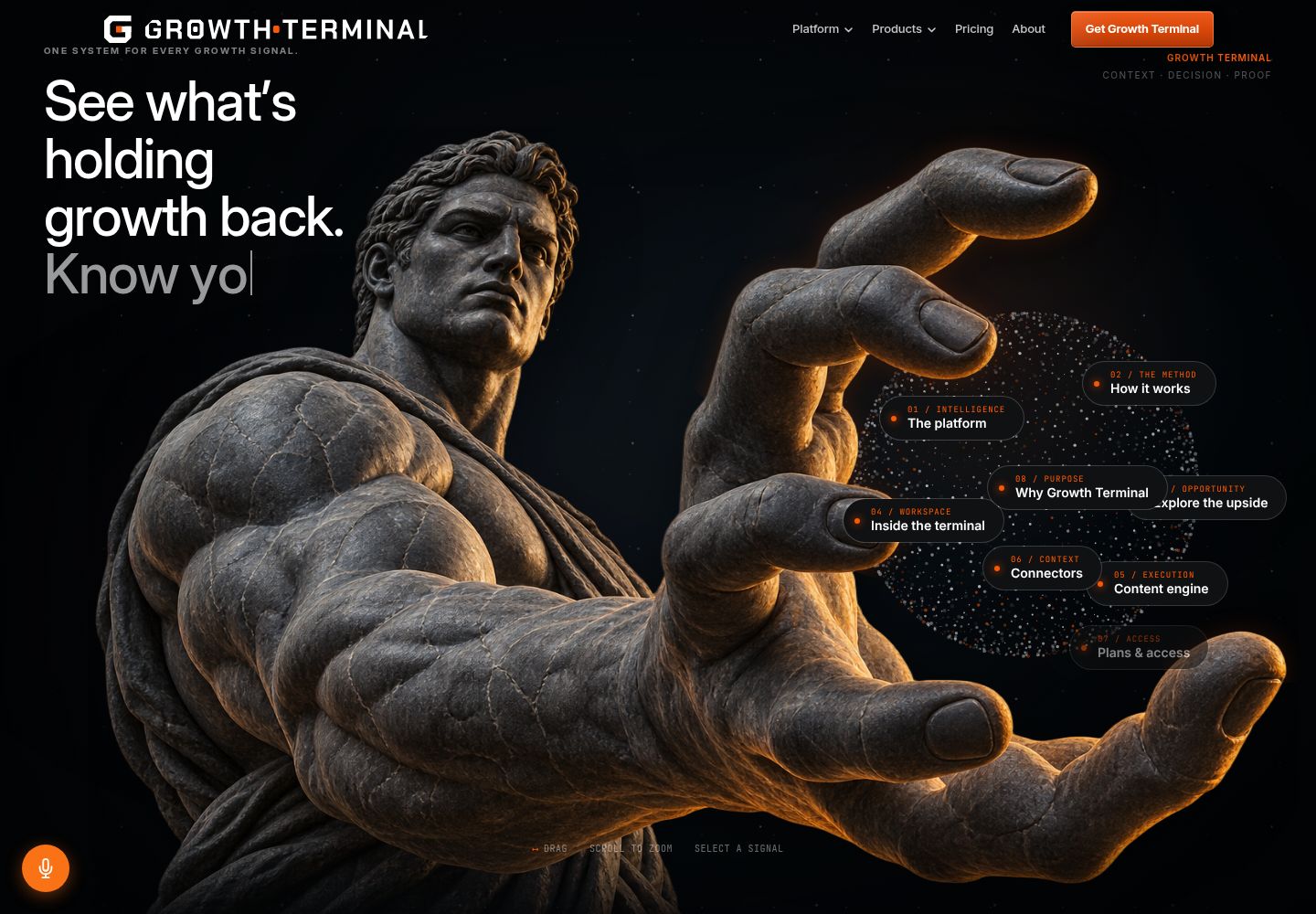 Growth Terminal homepage